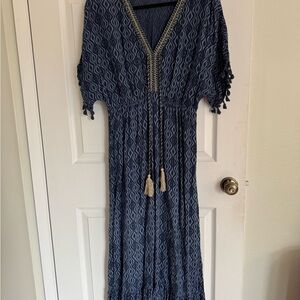 Boho Blue Tassel Maxi Dress from Spain – Size L